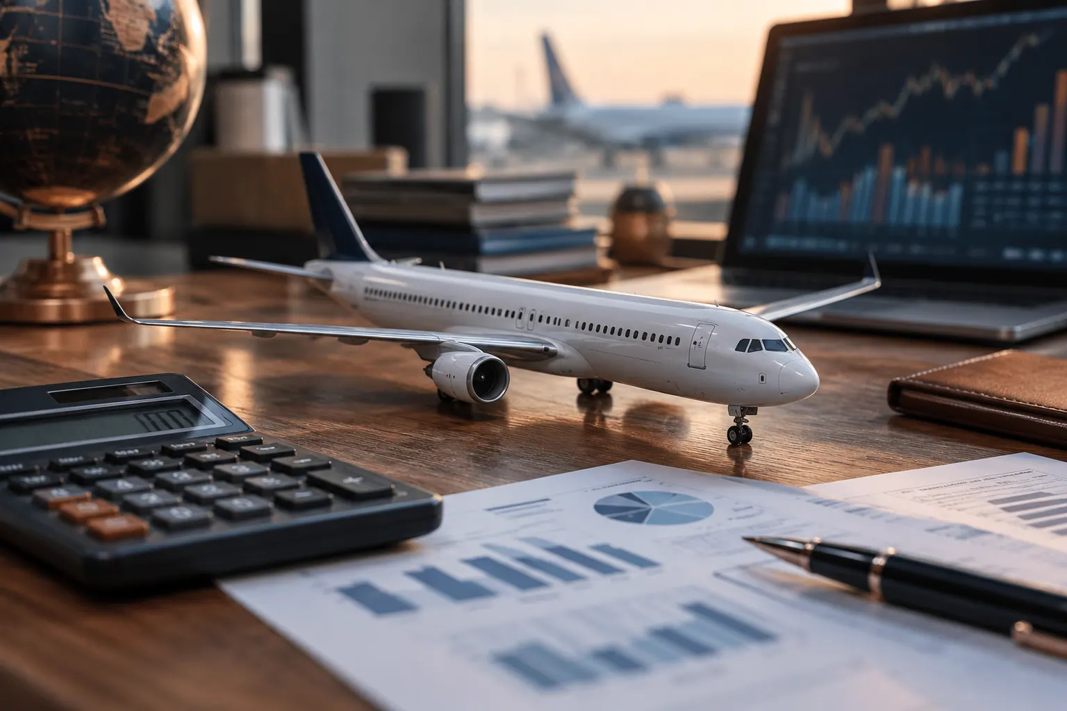 Airline metrics: calculate ASK, RPK and load factor · AI-generated editorial illustration